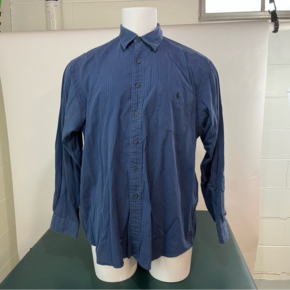 VINTAGE Polo Ralph Lauren Men's XL Lowell Sport Shirt 100% Cotton Blue (342)